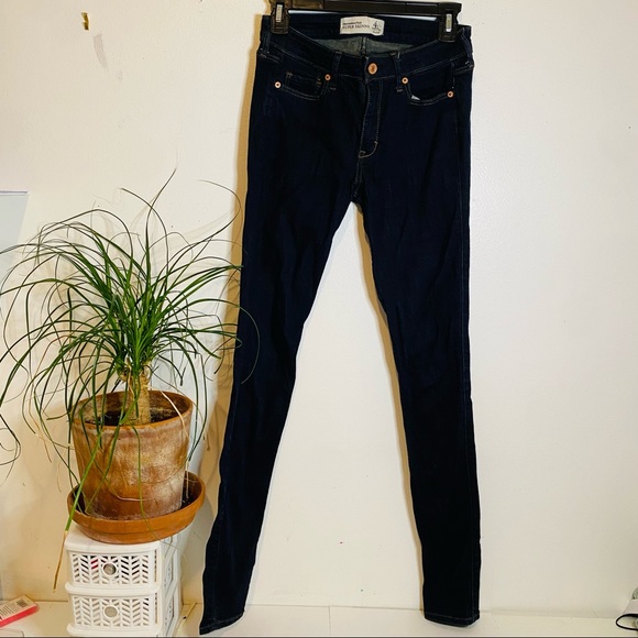 Abercrombie & Fitch Denim - Abercrombie & Fitch Super Skinny Dark Wash Mid Rise 4L 27 33 Inseam NWOT